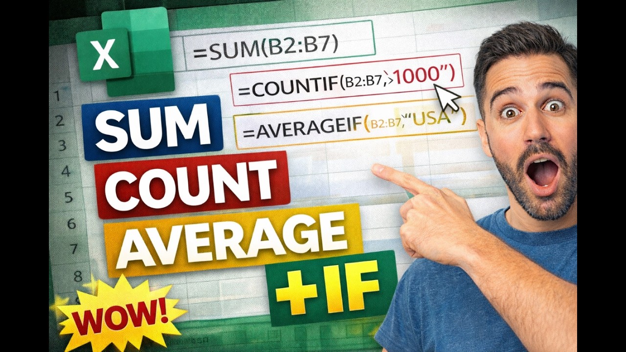 Excel SUM, COUNT & AVERAGE Explained  SUMIF, COUNTIF & AVERAGEIF Made EASY
