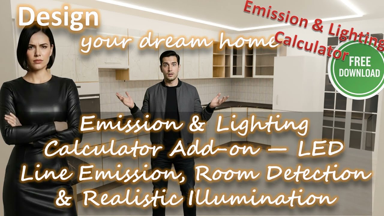 Emission & Lighting Calculator Add-on — LED Line Emission, Room Detection & Realistic Illumination