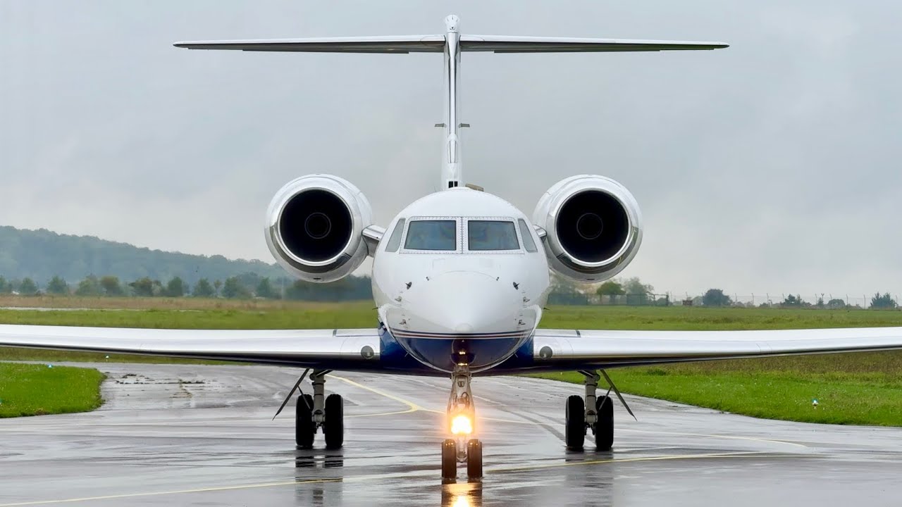 Amazing Gulfstream G550 landing at Nancy airport | #airplane 