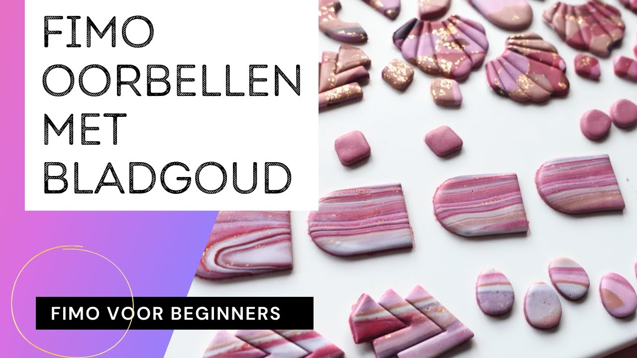Oorbellen roze Fimo met bladgoud maken - fimo voor beginners