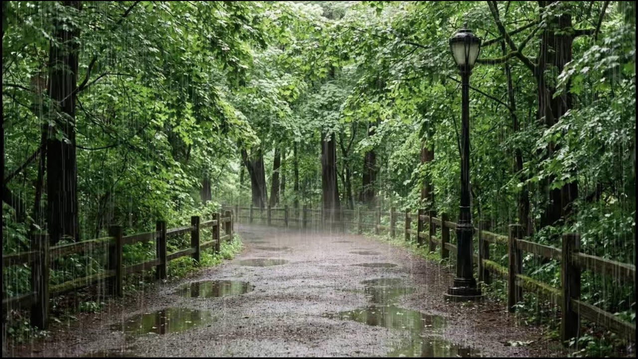 Light Rain Through Woodland Leaves | Peaceful Ambient Audio for Relaxation