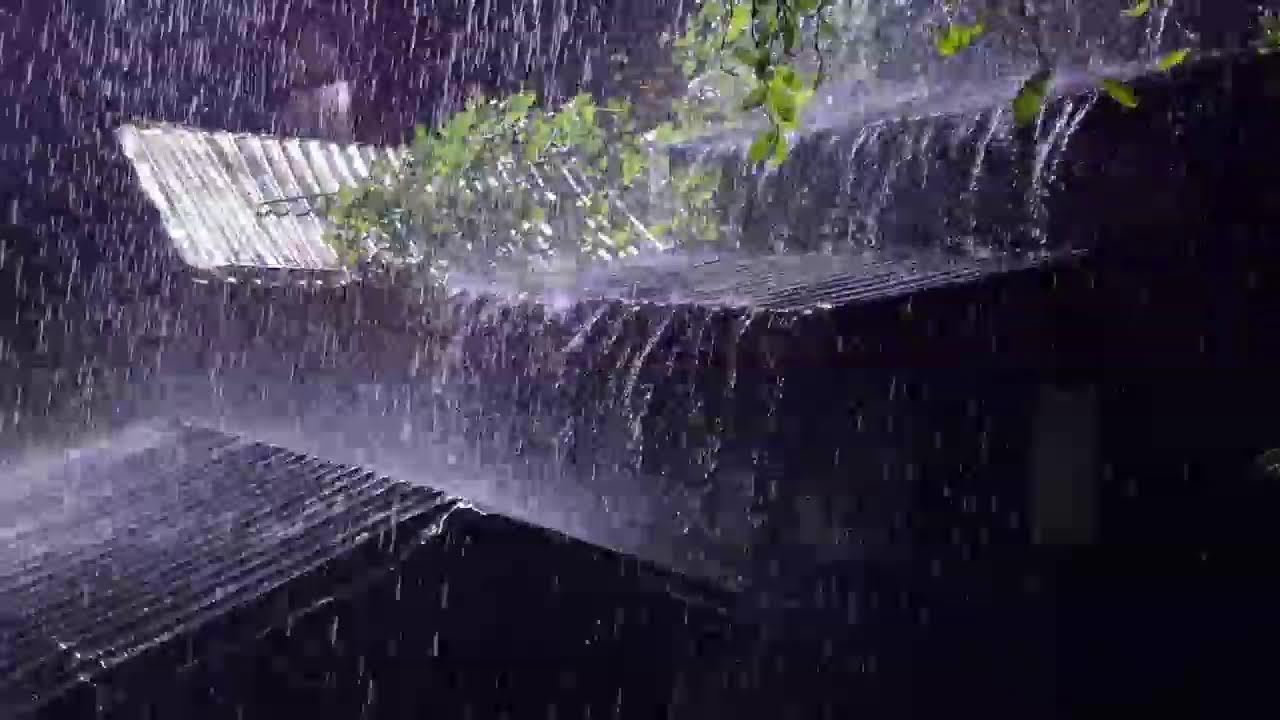 Fall Asleep Instantly 🌧️ Heavy Rain on Tin Roof with Deep Thunder