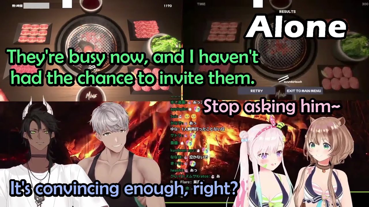 Aruran, Iofi, and Risu Pity Oga When He Said He Eats Yakiniku Alone Because His Friends Are Busy