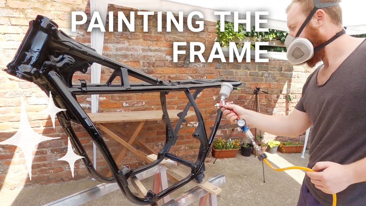 Motorcycle Frame Painting DIY [2K Black] Honda CB750 Cafe Racer Project | 09