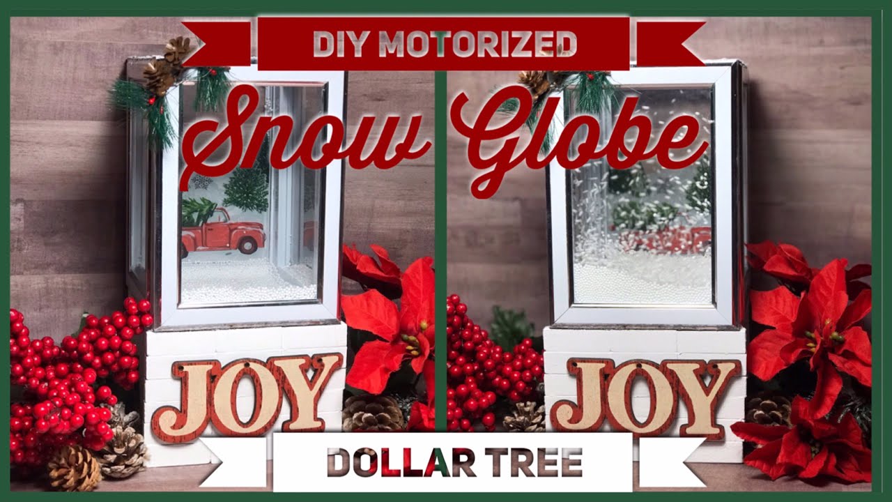 DIY Christmas Motorized Blowing Snow Globe - Red Truck Falling Snow - Dollar Tree Christmas Decor