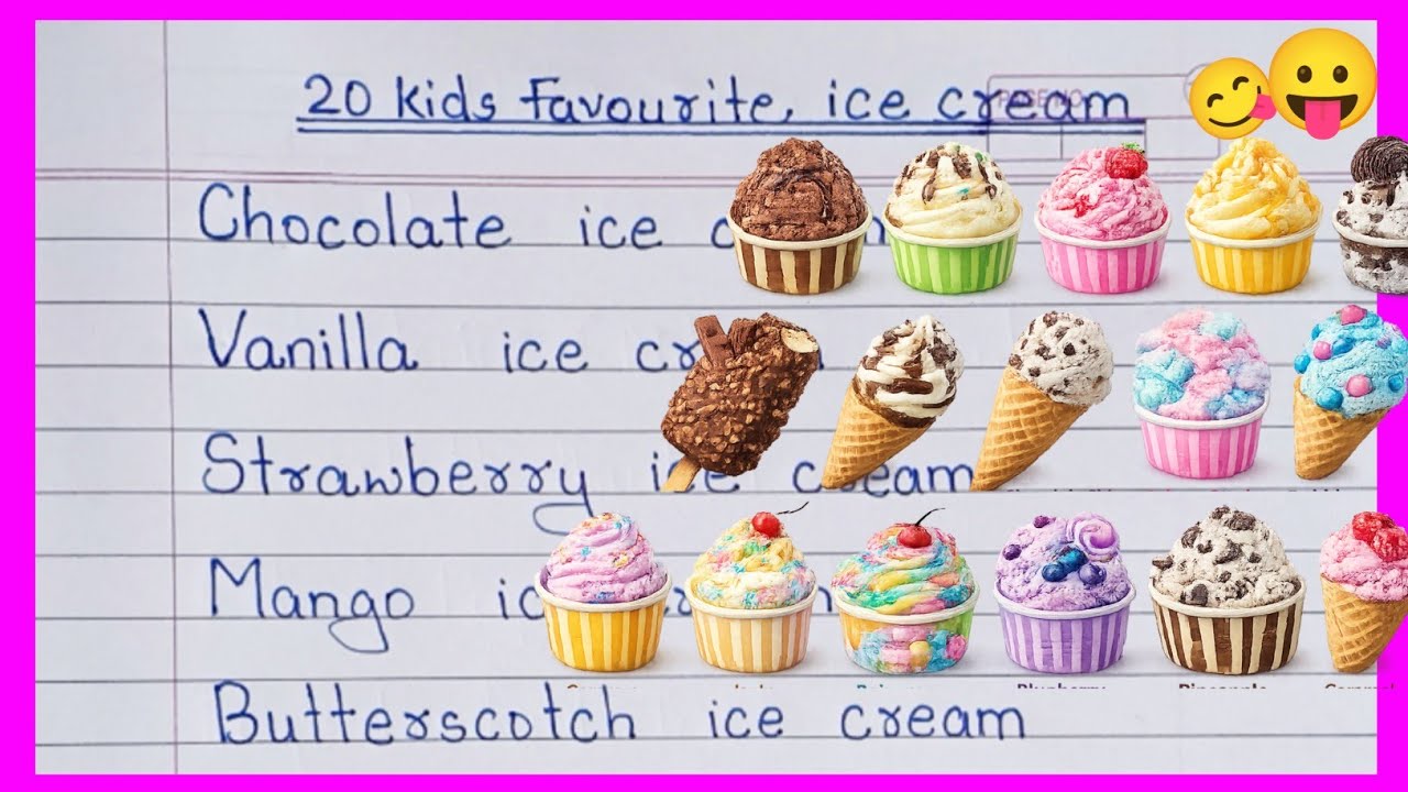 20 Kids Favourite ice cream Name 🍨बच्चों का 20 पसंदीदा आइसक्रीम | 20 Favourite Ice Cream Name