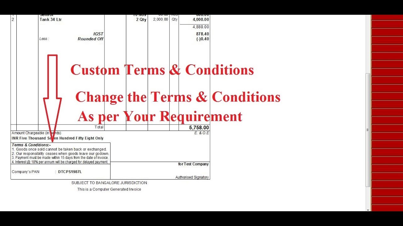 Tally TDL for Custom Terms and Conditions  -  Tally Add on for Custom Terms and conditions
