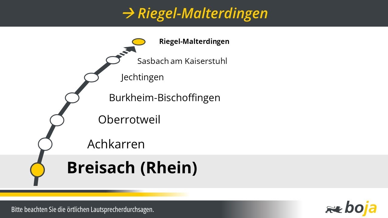 SWEG Ansagen | S5 Breisach (Rhein) - Riegel-Malterdingen | BoJa Ansagen
