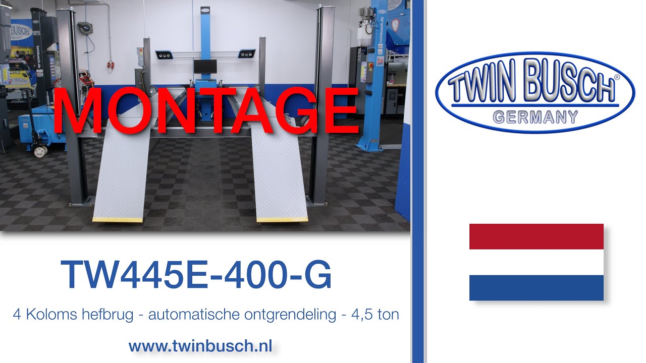 TW445E-400-G: 4 Koloms hefbrug - automatische ontgrendeling - 4,5 ton van TWIN BUSCH®