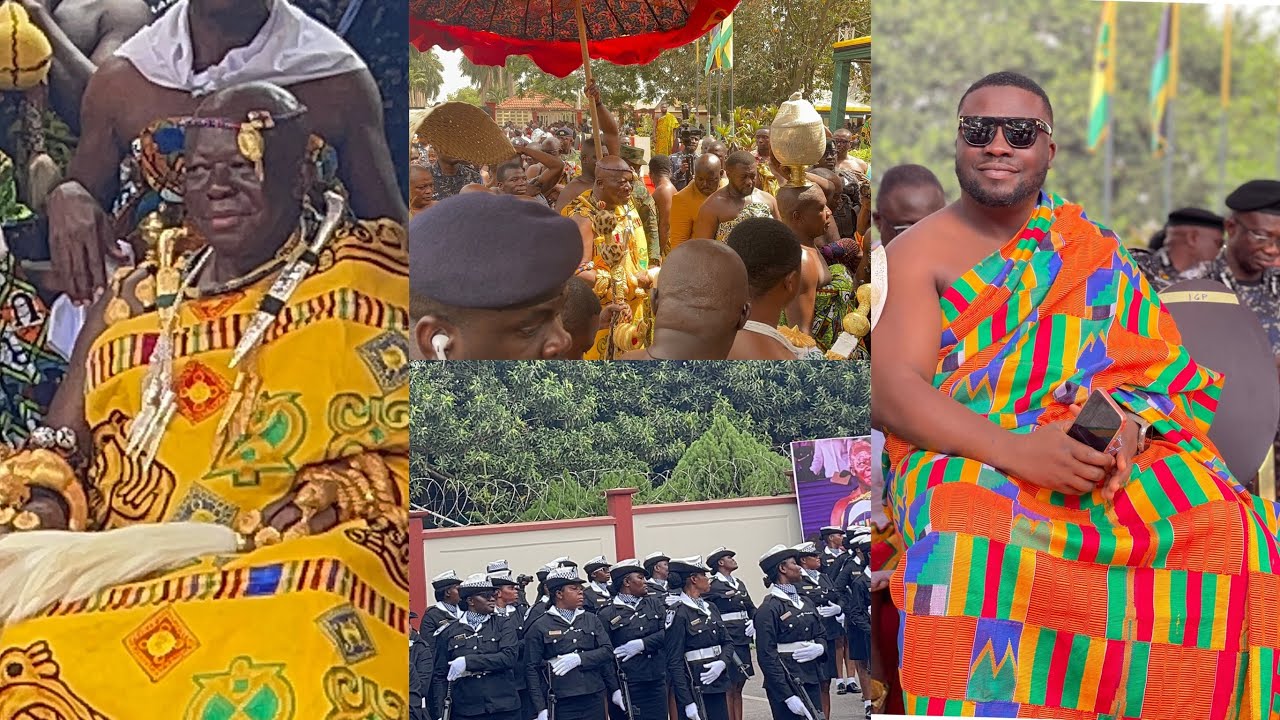 History😱Otumfour Osei Tutu receives a parade by Ghana Police at Manhyia for first Akwaside 
