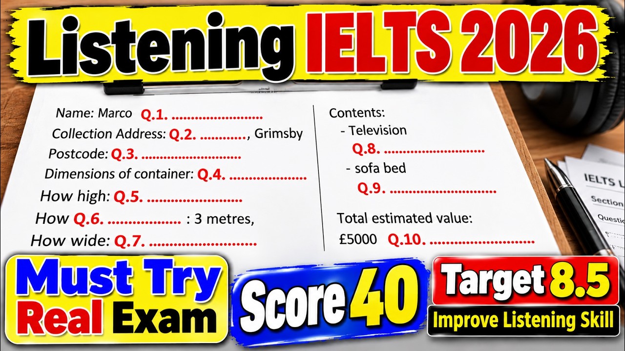 IELTS Listening Practice Test 2026 with Answers | 22.10.2026