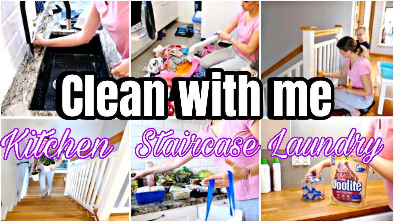 CLEAN WITH ME KITCHEN | DEEP CLEANING STAIRCASE | GROCERY HAUL | DECLUTTER