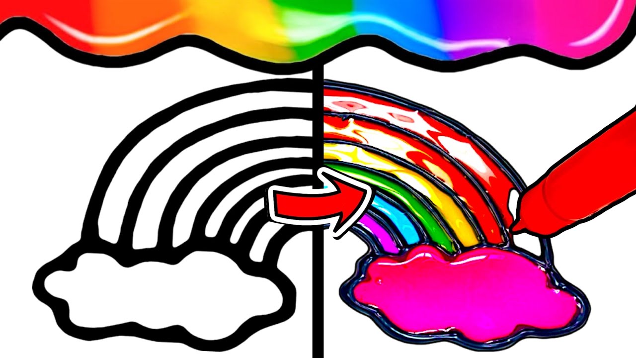 Rainbow Drawing and Coloring SATISFYING ART | BONBON ART