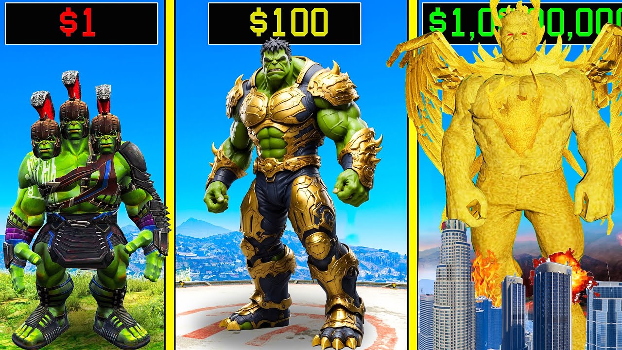 $১ HULK থেকে $১,০০০,০০০ KING GOLD HULK এ আপগ্রেড ! GTA 5
