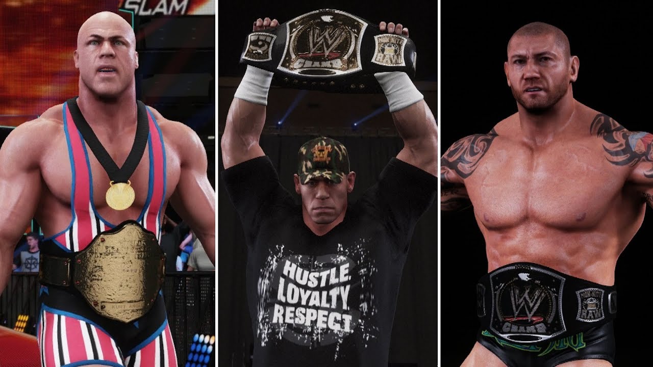WWE 2K18 - DLC CHAMPION ENTRANCES! (Kurt Angle, John Cena 06 & Batista)