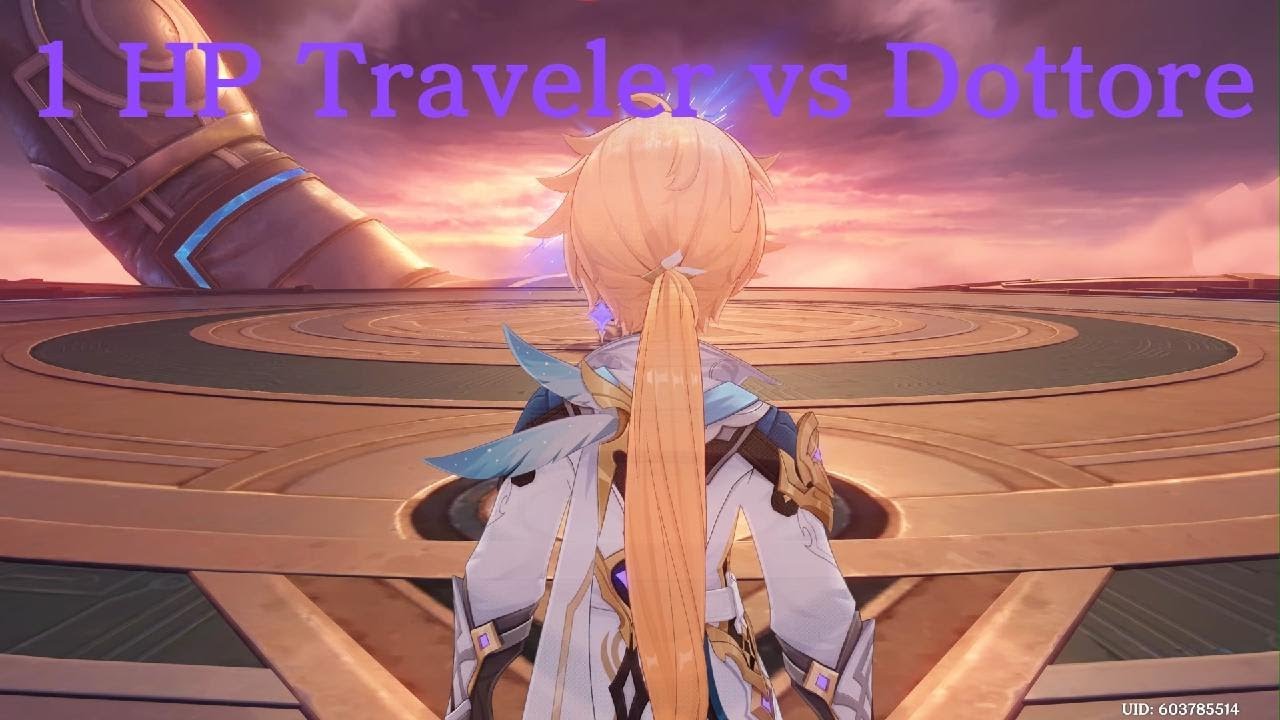 1 HP Traveler vs Dottore | Genshin Impact