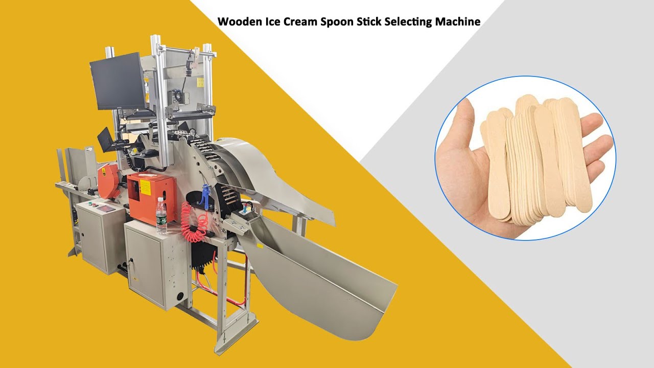 Wooden ice cream spoon stick selecting and sorting machine video vision stick selecting machine