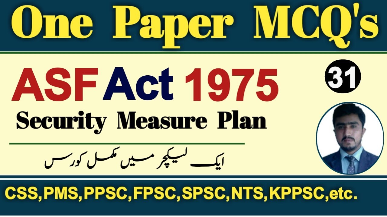 ASF act 1975 | security measures to maintain law and order situation asf mcqs in urdu pdf