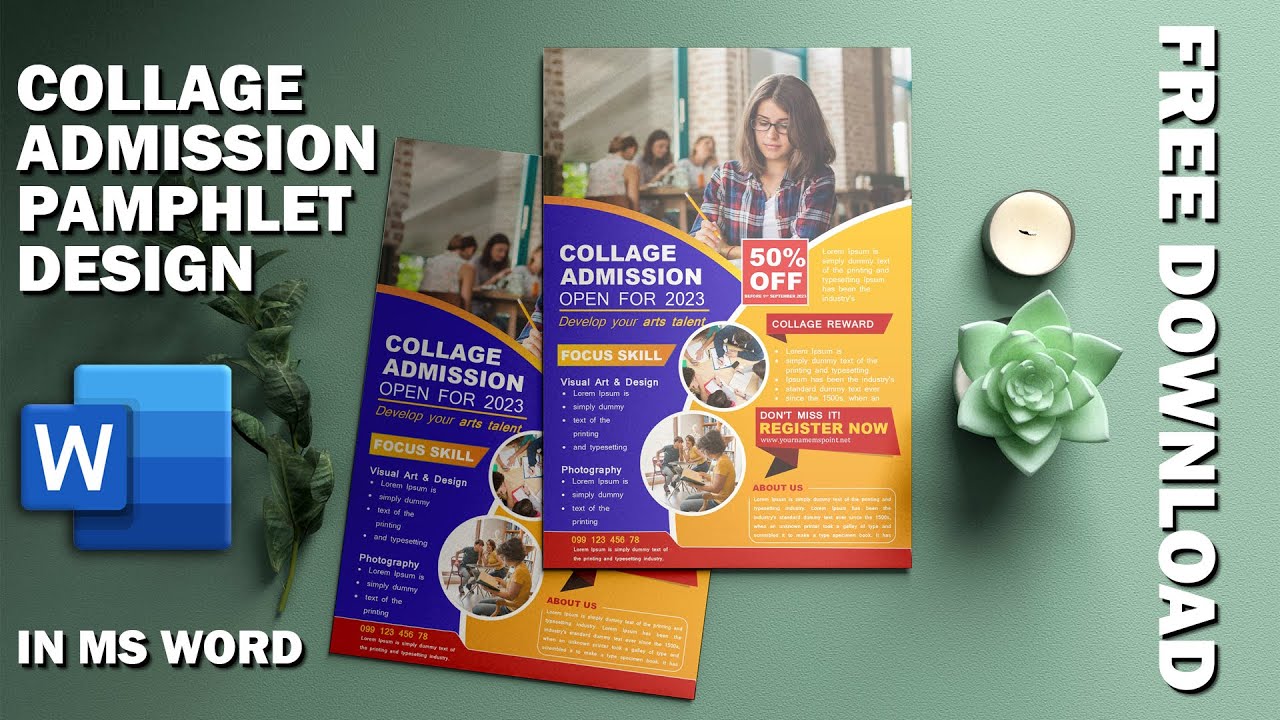 Collage Admission Pamphlet Design in MS Word | Download FREE Template