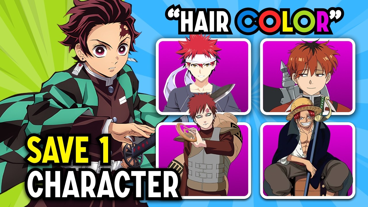 Save 1 MALE ANIME CHARACTER for each HAIR COLOR | ANIME QUIZ🔥