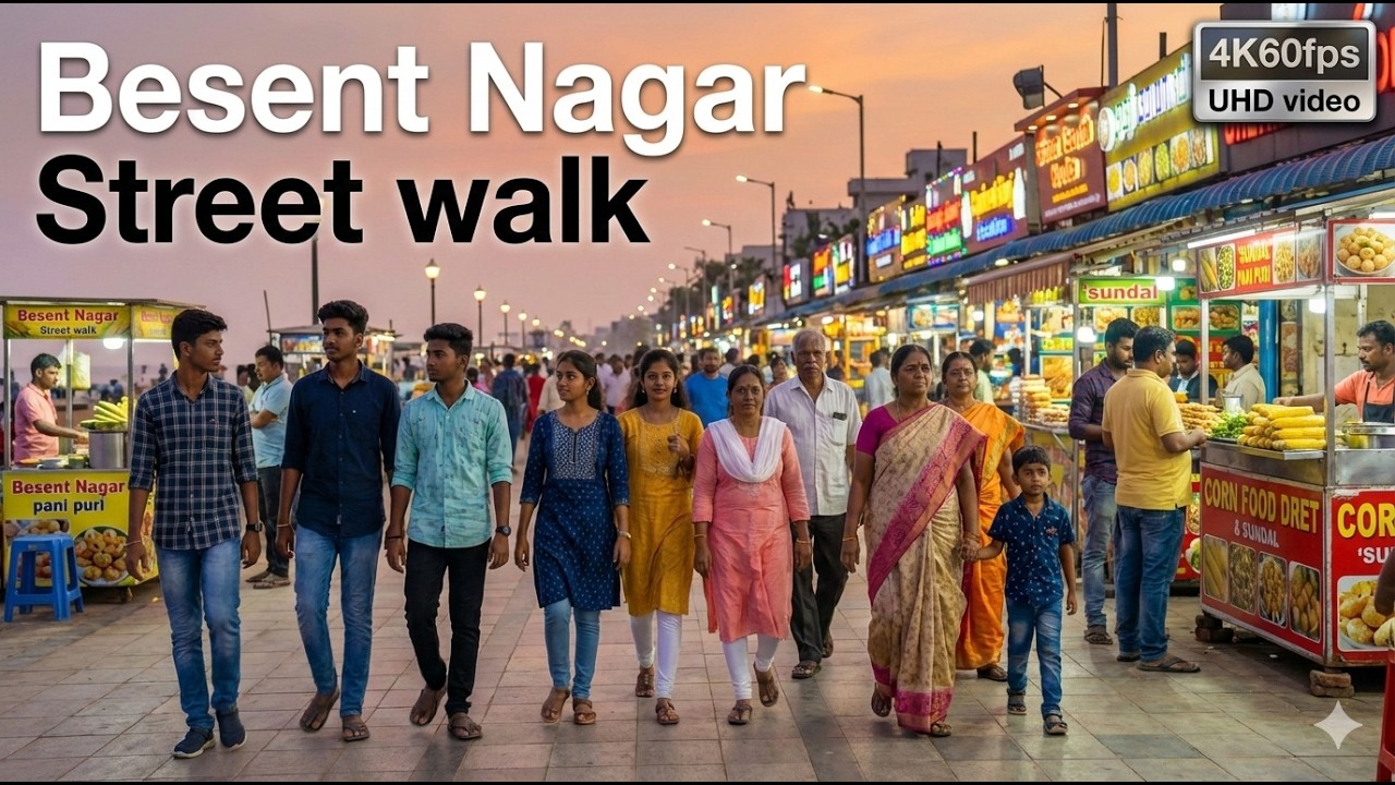 4k 60fps Experience the serene Besant Nagar | Chennai 🇮🇳 Best Coastal View | #streetwalk