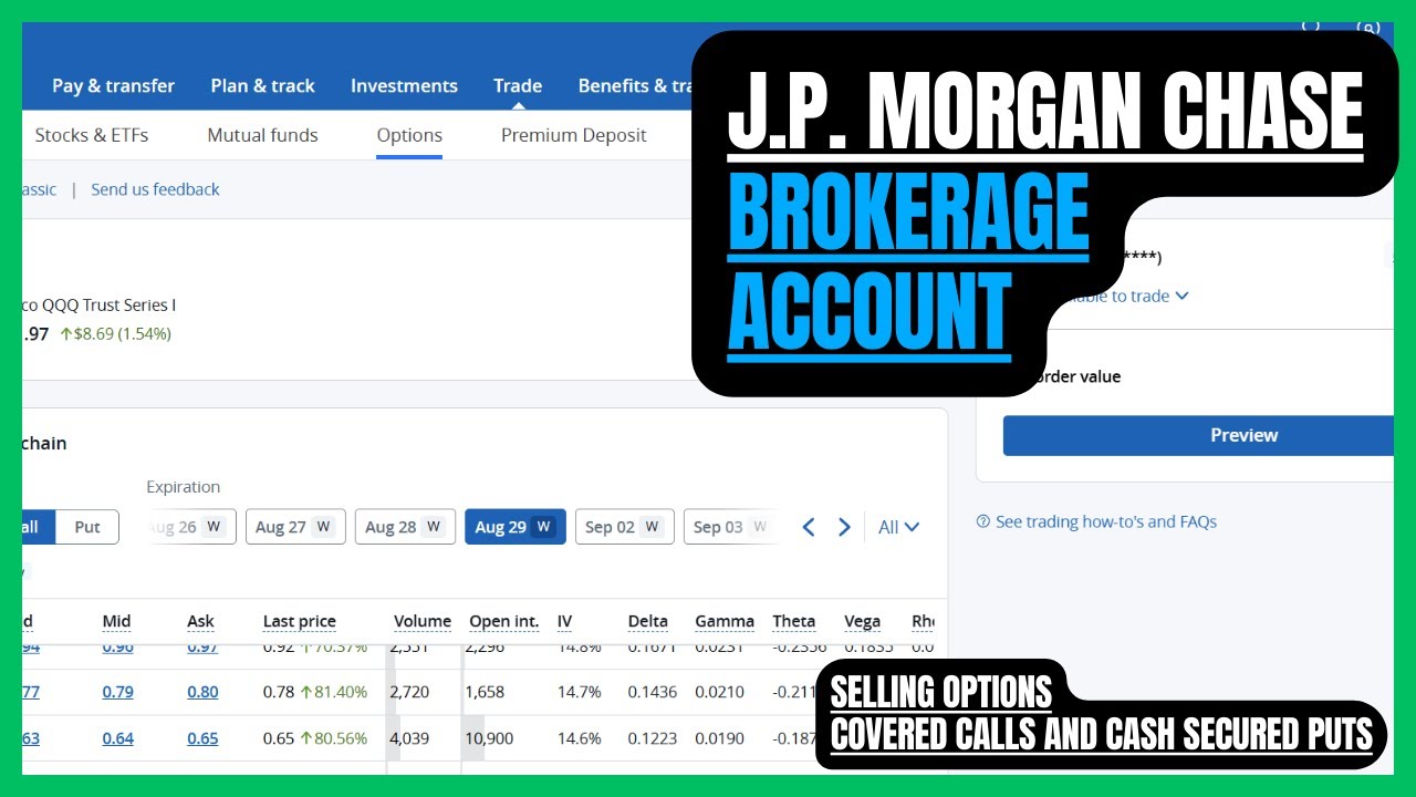 JP MORGAN CHASE BROKERAGE ACCOUNT OPTIONS TRADING - How To Sell Covered Calls and Cash Secured Puts?