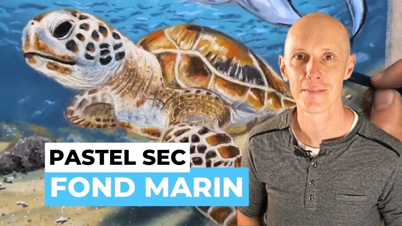 Paysage au pastel sec : Fond marin d'une tortue /conseils clef