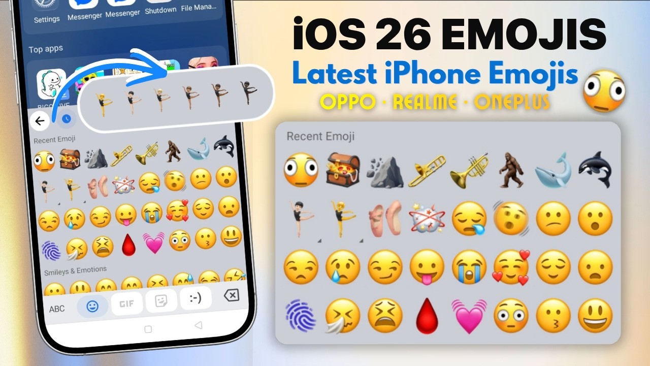 Как установить новые эмодзи iOS 26 на Oppo, Realme или OnePlus (2026)