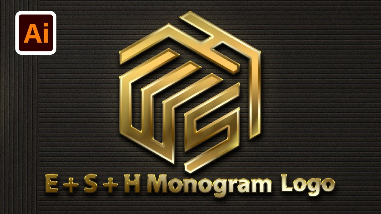 E + S + H Monogram  Lettermark Logo Design Process ৷ Logo Design - Illustrator Logo Design Tutorial