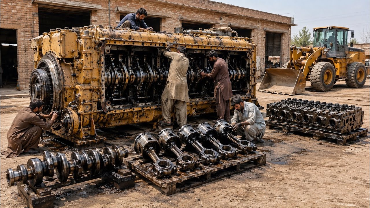 Pakistani Mechanic Rebuilds a Destroyed Caterpillar Engine | Full Overhaul & Restoration