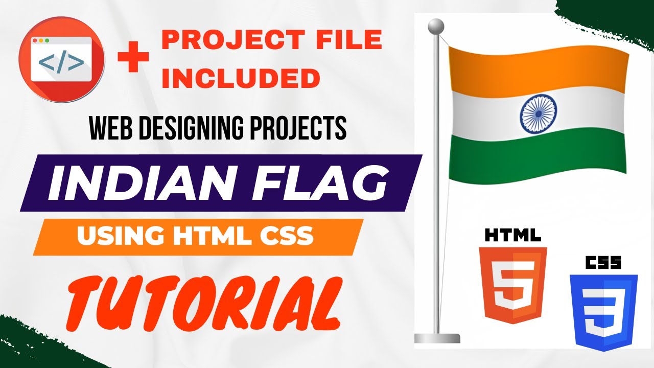 How To Create Indian flag using Html & Css, IndianFlag Design Html Css with Source Code, Html Video