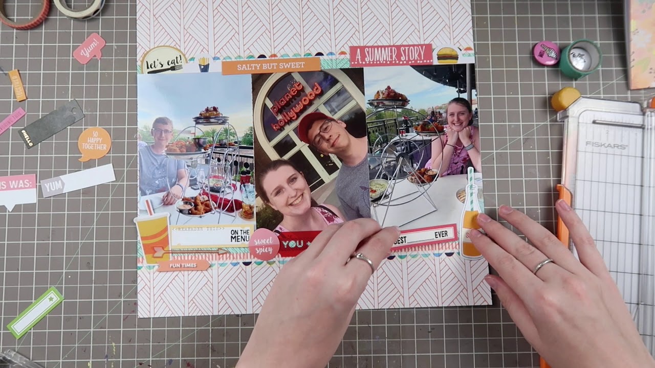 Stamping for Scrapbookers - Food Stamps! // 12x12 Layout Process - Wowza!