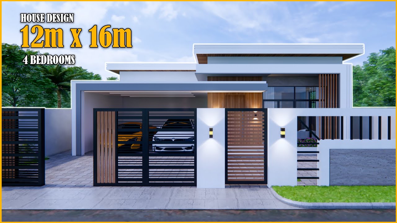 House Design | Simple House Design  | 12m x 16m with 4 Bedroom