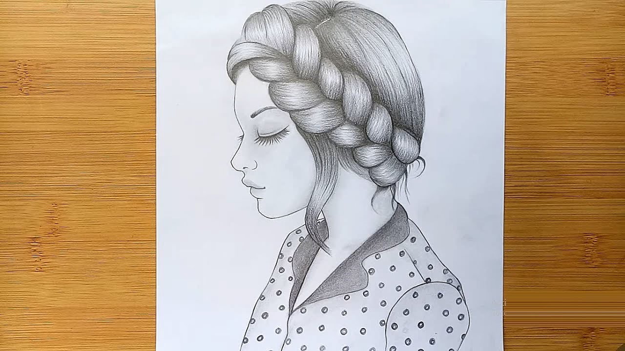 How to draw a girl with beautiful hairstyle || Draw a Girl with pencil sketch step by step