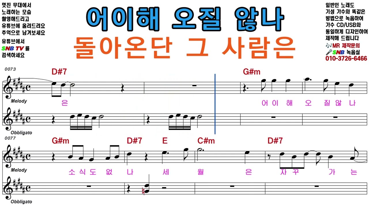 붉은 목단꽃 - 송가인 [Elf-919 / SNB TV] 악보영상
