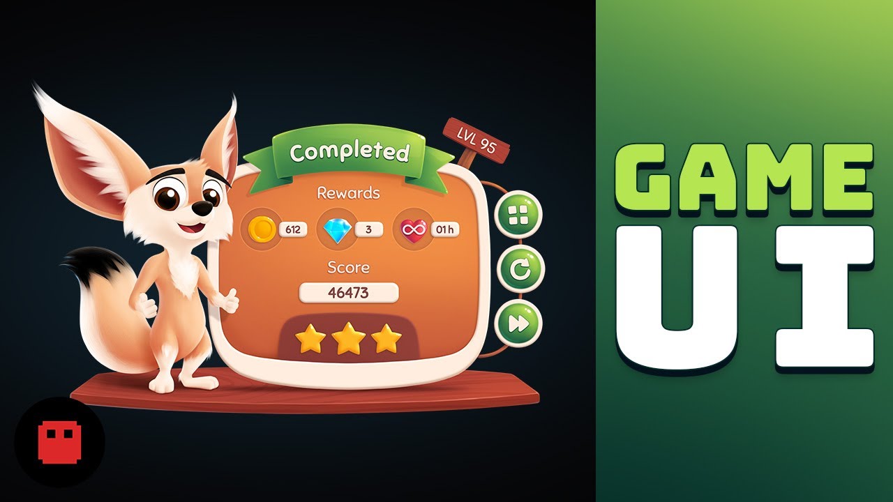 Game UI design workflow | How to draw | Game UI - Fennec game art E02