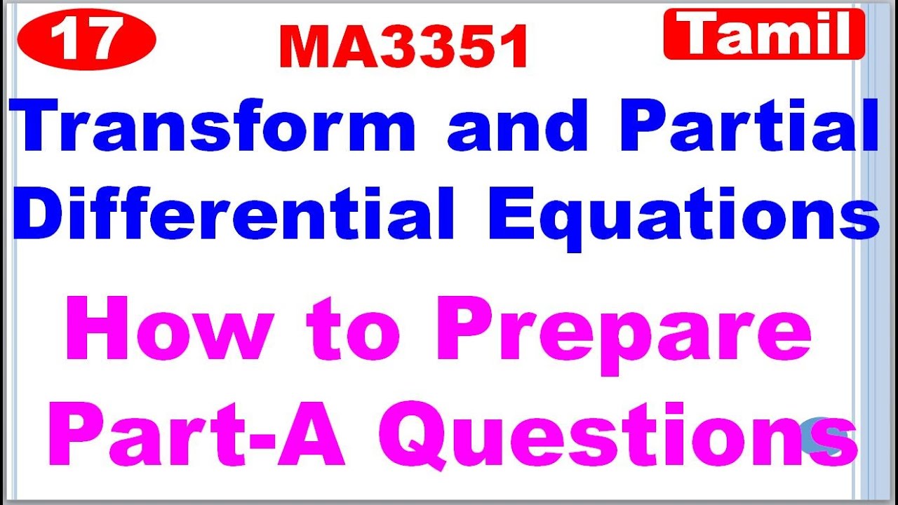 TPDE|MA3351| How to Prepare Part-A Questions in Transform and Partial Differential Equations | Tamil