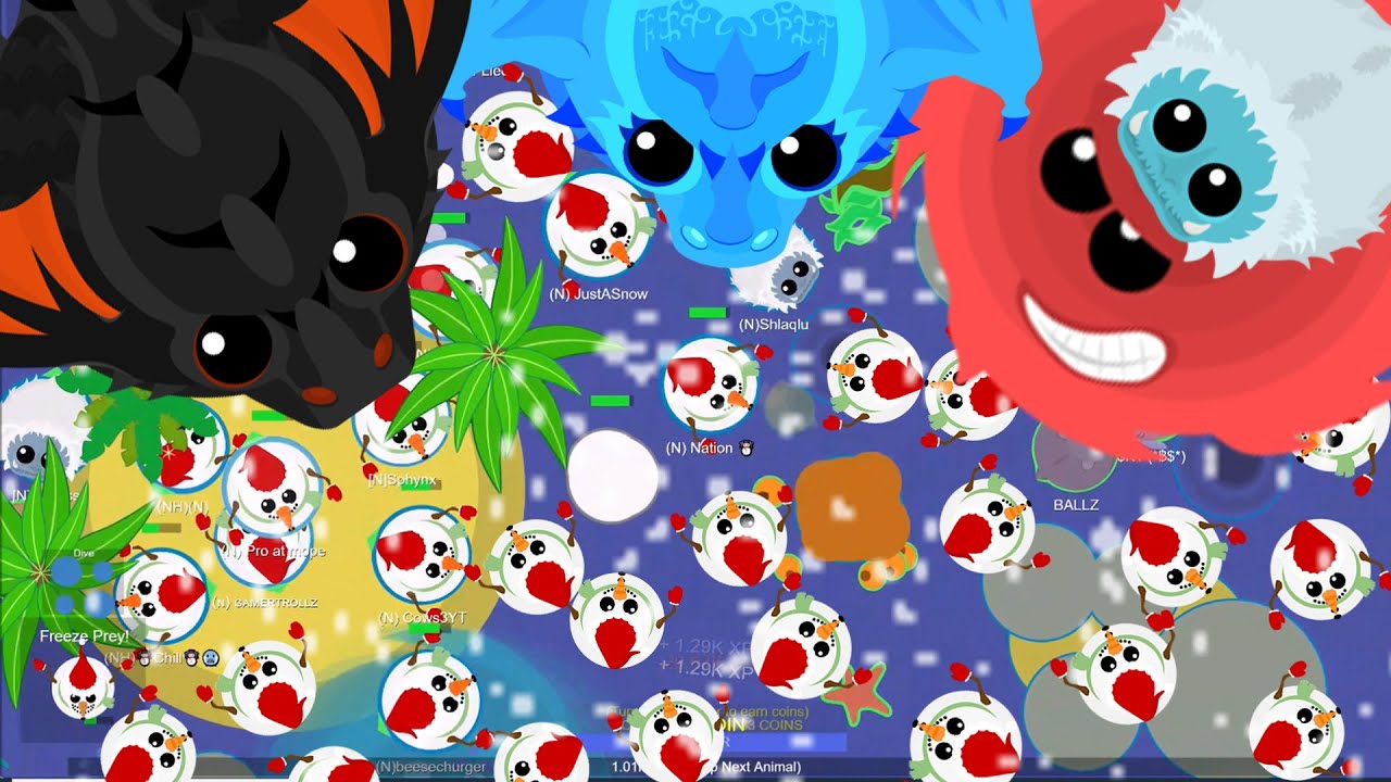 Mope.io: мировой рекорд по троллингу снеговика! Уничтожаем монстров и чёрных драконов?! (Рождеств...