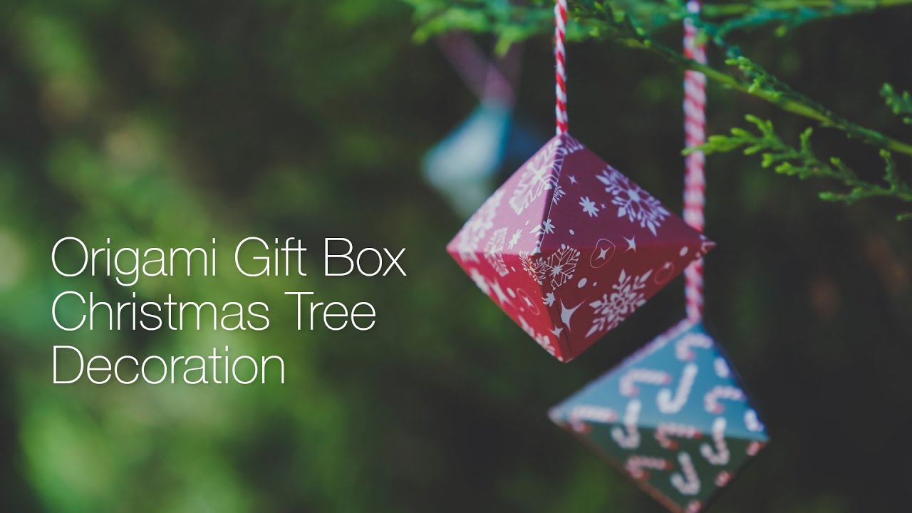 How to fold Origami Ornament Gift Box for Christmas Tree Decoration (Traditional)