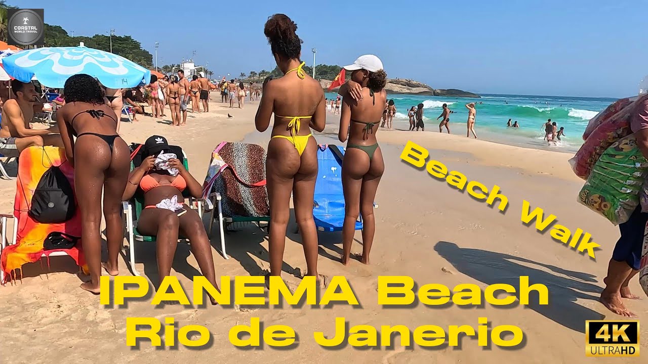 IPANEMA BEACH, Rio de Janeiro, Brazil 4K Beach Walk - Sun Sea Beautiful Women - Best Beach In World