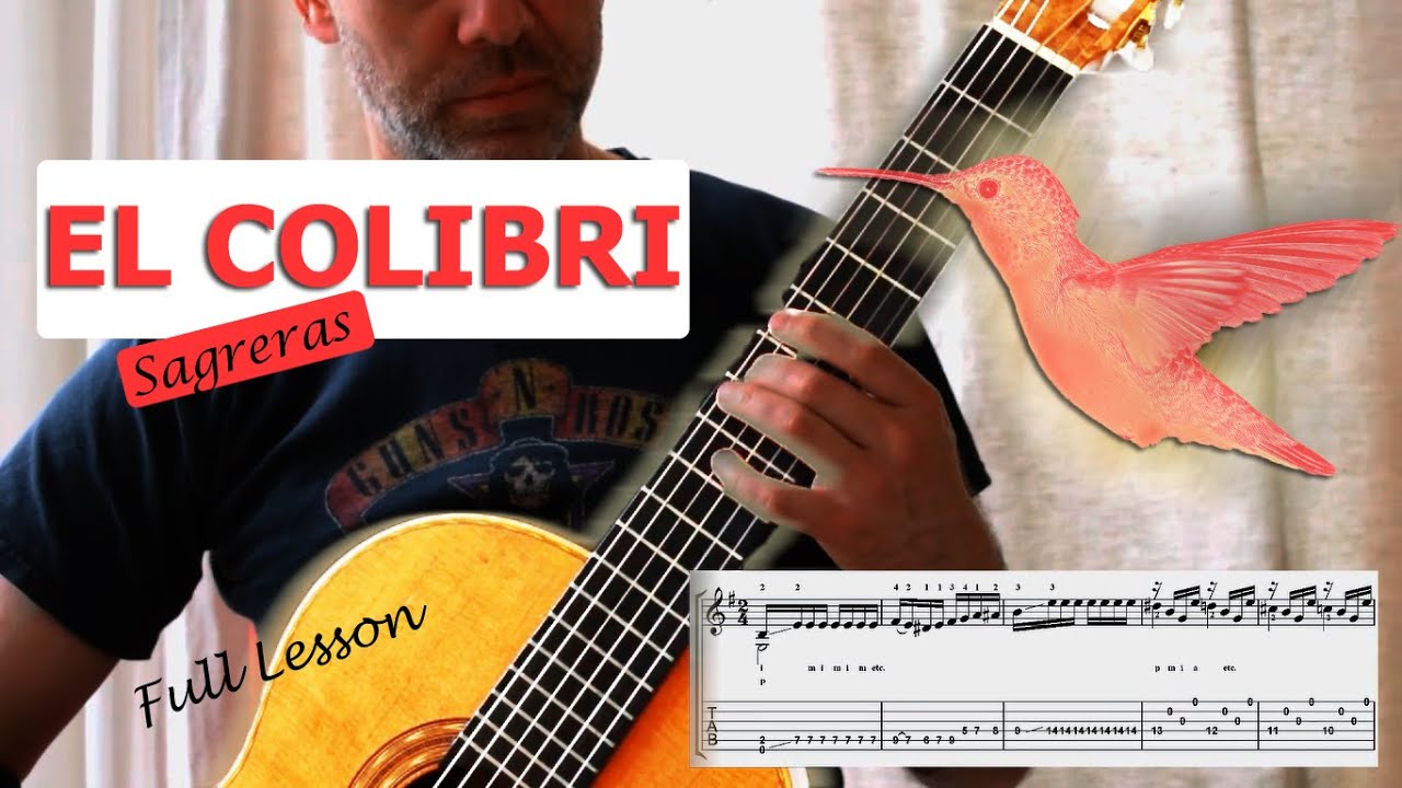 El Colibri Julio Sagreras - Guitar Lesson (Full Piece)