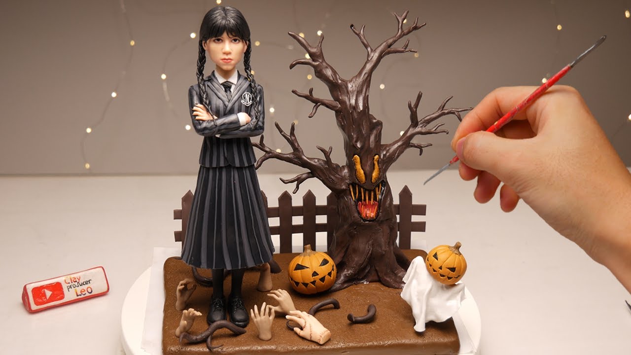 Click to watch Wednesday: Season 2！Addams Wednesday made of polymer clay.