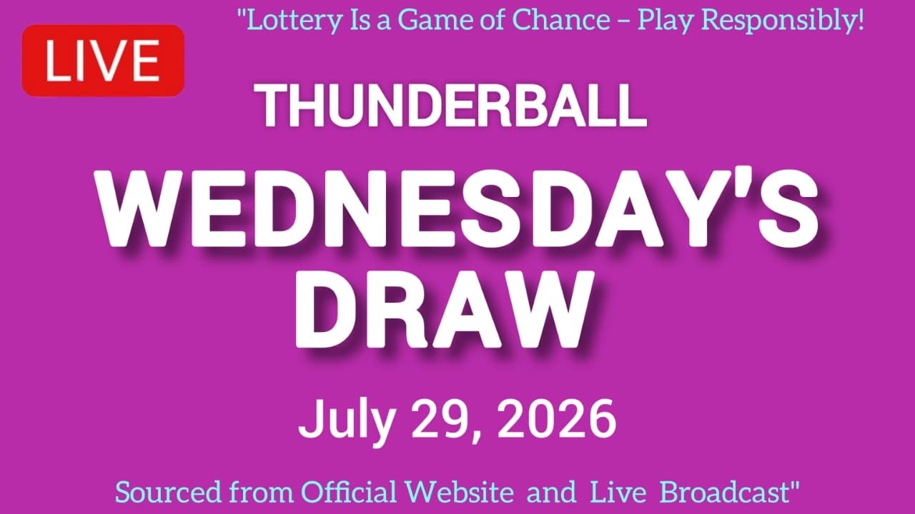 National Lottery Thunderball draw live tonight results from Wednesday 29 Jul 2026 | thunderball