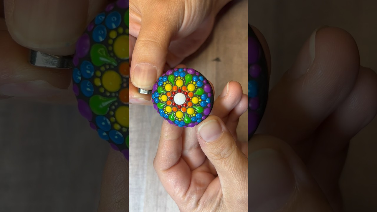 Painting my FAVORITE colors! ❤️🧡💛💚💙💜 #sacredgeometry #dotting #dotart # #mandala