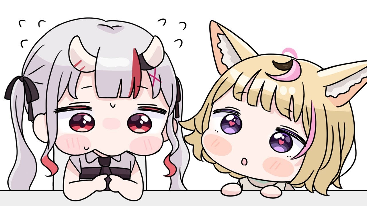 【手描き】ぐいぐいくるポルカにビビるあやめ【百鬼あやめ/尾丸ポルカ/大神ミオ/ホロライブ切り抜き】【切り抜き漫画】
