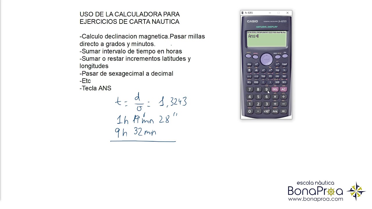 Uso de la calculadora para ejercicios de carta náutica cursos PER