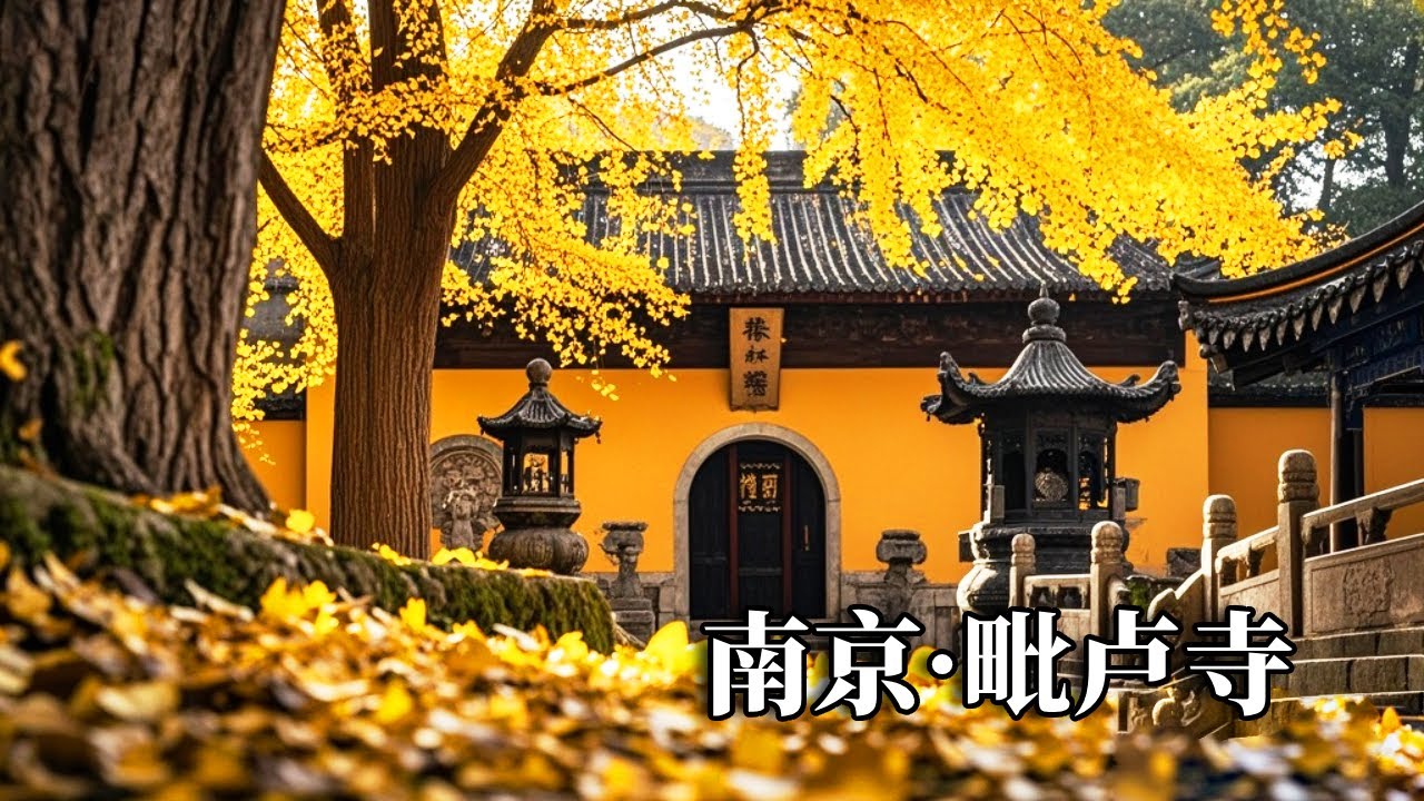 南京毗卢寺到了最佳观赏期！香烟袅袅的千年古寺加银杏古树，便是金陵最美的样貌【行走世界的北京老刘】