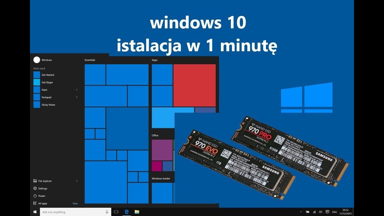 instalacja windowsa w 1 minutę samsung 970 pro