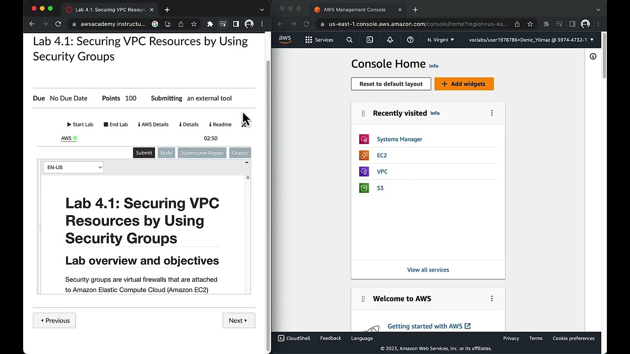 AWS Academy Cloud Security Lab 4.1: Securing VPC Resources by Using Security Groups