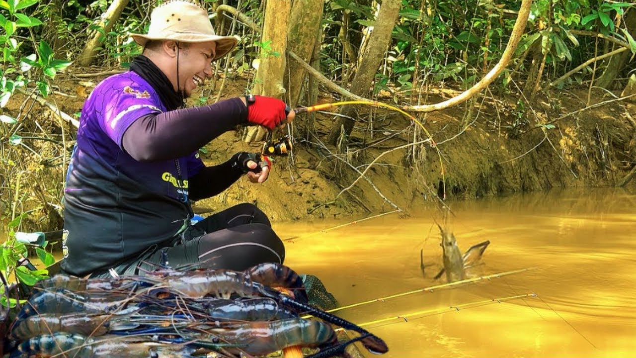 TOLONGGG !! TERBENAM BERKALI-KALI SAAT MANCING DI PEDALAMAN KALIMANTAN, MANCING UDANG GALAH